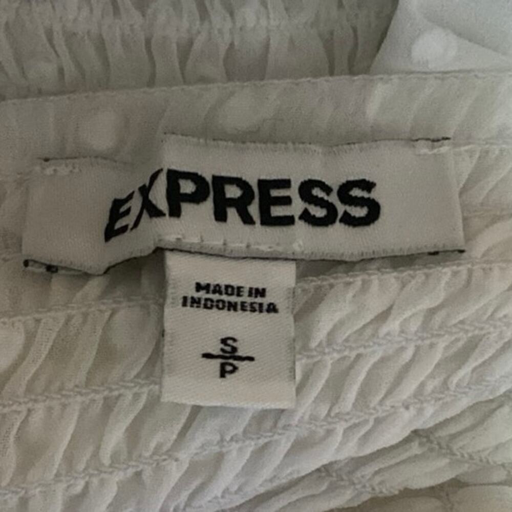 Express White Sweetheart Swiss Dot Balloon Sleeve… - image 3